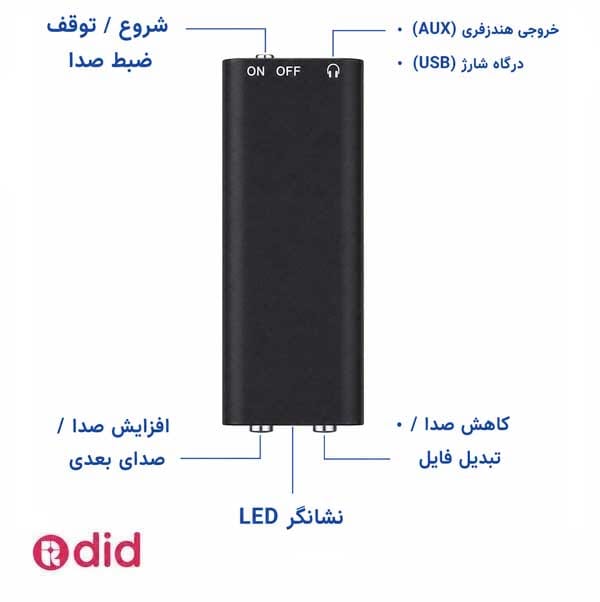دستگاه ضبط صدا مینیاتوری با حافظه داخلی و شنود